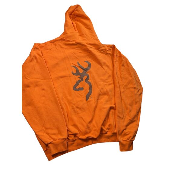 Browning Orange Hoodie Mens 2XL Hunting Sweatshirt Pullover Hiking Kangaroo - Picture 8 of 14